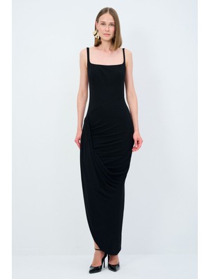 adL Night Zoom Askılı Uzun Örme Elbise