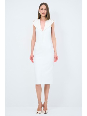 Adl Saten Detaylı  Elbise Kemik 12445469000