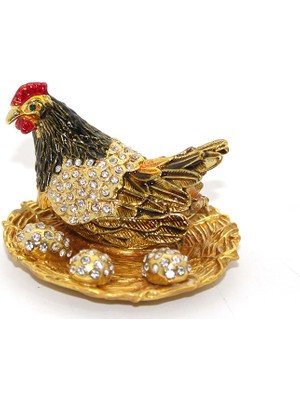 Kapamarka Swarovski Taşlı Yumurtalı Tekli Tavuk Model 2