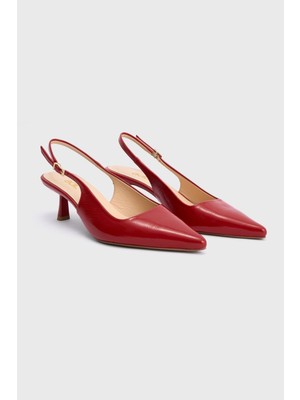 adL Deri Arkası Açık Topuklu Ayakkabı