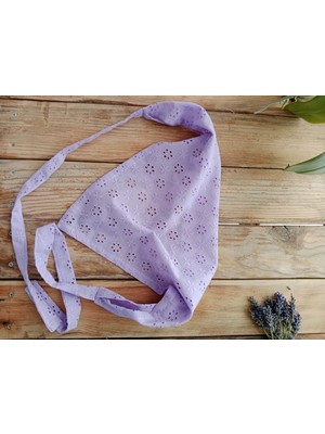 Mufin Collection El Yapımı Fisto Pamuklu Kumaş - Bağcıklı Bandana – Beyaz Üçgen Stil