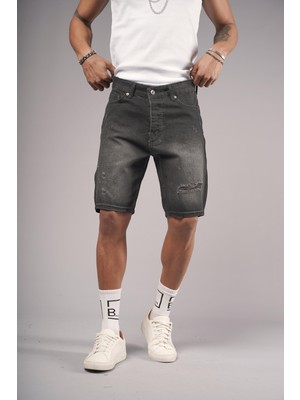 Regular Kalıp Sökük Erkek Kot Şort