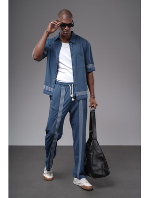 Şeritli Oversize Kalıp Alt Üst Takım