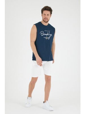 Süperlife Erkek Bisiklet Yaka Regular Fit Brooklyn Baskılı Tişört SPR22TS115