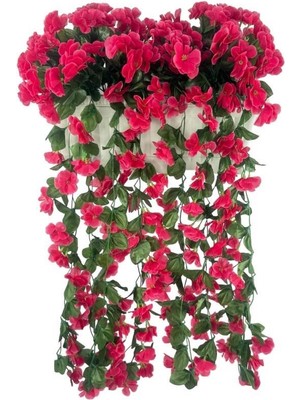 Yapay Çiçek Fuşya Begonvil Sarkan Menekşe Krem Küpeşte Askılı Saksıda Balkon Çiçeği Çiçek Sepeti