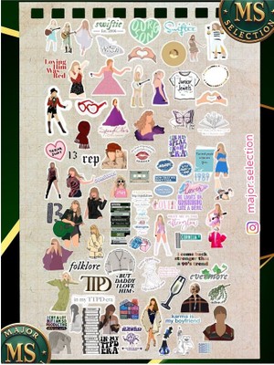 Taylor Swift Temalı  Dev Sticker Set Laptop Tablet Telefon Ajanda Bullet Journal Sticker