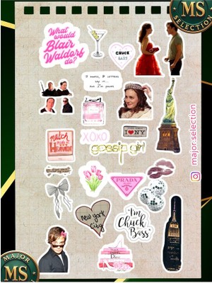 Gossip Girl Temalı  Sticker Set Laptop Tablet Telefon Ajanda Bullet Journal Sticker