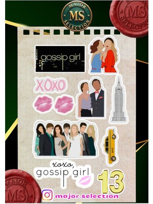 Gossip Girl Temalı  Sticker Set Laptop Tablet Telefon Ajanda Bullet Journal Sticker Model 2