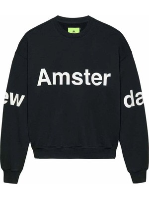 New Amsterdam Logo Line Sweat - Oversize Unisex Crewneck, Yüksek Kalite 455GMS Pamuk
