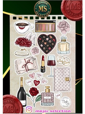 Xoxo Temalı  Sticker Set Laptop Tablet Telefon Ajanda Bullet Journal Sticker Model 3