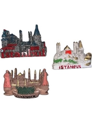 Polyester 3 Boyutlu Istanbul Temalı Buzdolabı Magneti 3’lü Set
