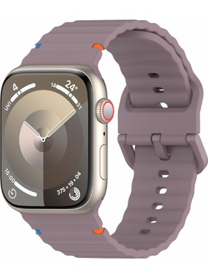 Apple Watch 10 42MM 6 7 8 9 10 Se Uyumlu 38 40 41MM Rebbit Çizgi Desenli Tokalı Spor Silikon Kordon Kayış