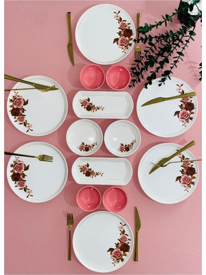Gülpembe Model 6 Kişilik 14 Parça Kahvaltı Takımı