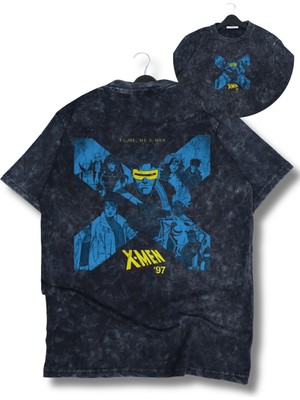 Unisex To Me My X-Men 97 Yazılı Sırt Baskılı Yıkamalı T-Shirt, Oversize Mar Vel Temalı Retro Tişört