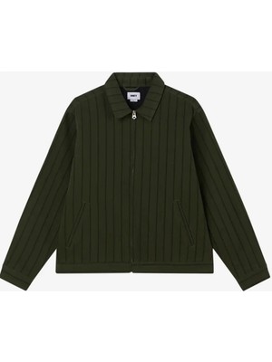 Obey Stripe Zip Up Ceket - Erkekler Için Şık ve Konforlu Khaki Renk