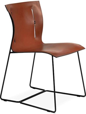 Knoll Cuoio Deri Sandalye, Esnek Sırtlı, Minimalist, Ödüllü Tasarımlı, Eoos Imzalı