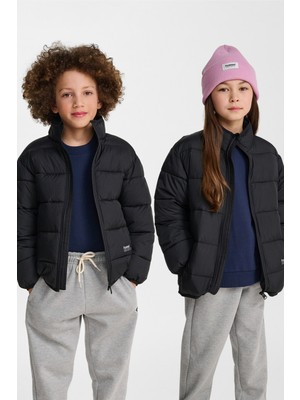 Hummel Lightweight Puffer Çocuk Siyah Dik YakaMont