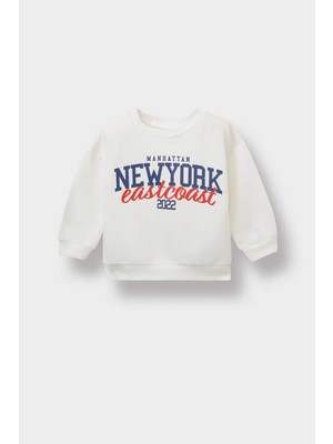 DeFacto Erkek Bebek Bisiklet Yaka Baskılı Sweatshirt E9222A525AU