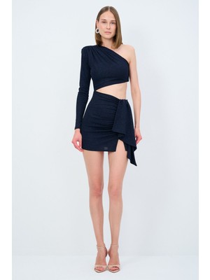 adL Night Zoom Tek Omuzlu Mini Elbise