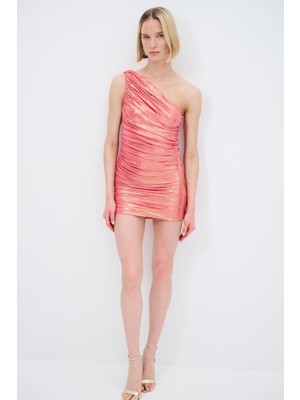 Adl Büzgülü Örme Mini Elbise Pembe 12445337000