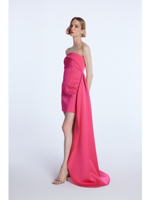 adL Straplez Asimetrik Elbise fuşya 12443897000