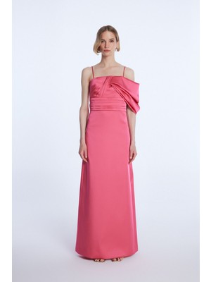 adL Işlemeli Tafta Elbise Fuşya 12443906000