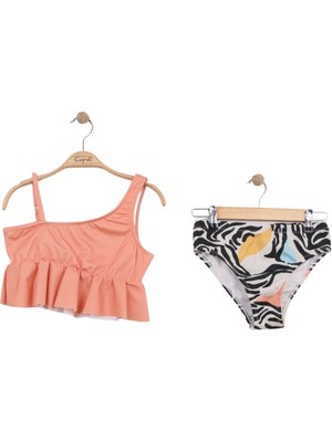 Kız Çocuk Altı Desenli Askılı Bikini Takımı
