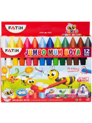 Fatih Jumbo Mum Boya 12 Renk Üçgen Wax Crayon Özellikli Renkli Sanatsal Malzeme