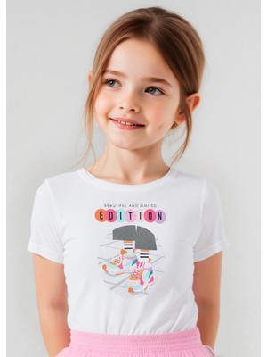 Mayoral Kız Çocuk Baskılı Tişört Beyaz 3014