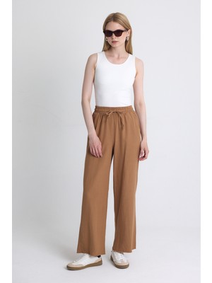 Taba Bel Lastikli Bol Paça Pantolon 4760