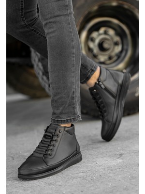 Daxtors D877 Soğuk Geçirmez Erkek Bot Siyah Mikrofiber Dış Malzeme Fermuarlı Bağlama