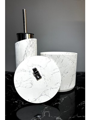 Beton Banyo Seti Tuvalet Fırçası Çöp Kovası 4 Lt