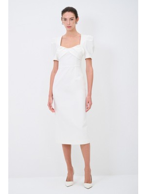 Adl Kısa Kollu Midi Elbise Kemik 12444824000