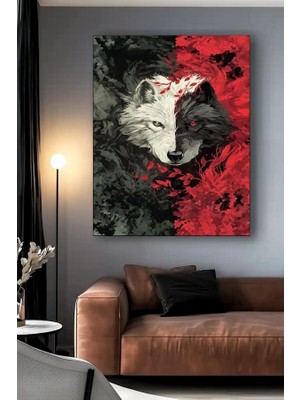 Özkacar Group Kırmızı Siyah Kurt Ülkücü Mhp Kanvas Tablo Ev Duvar Salon Ofis Dükkan Hediyelik Dekarasyon Süsü