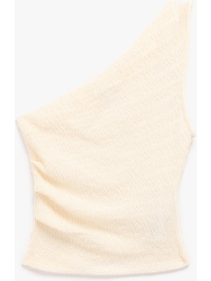 Koton Kolsuz Drapeli Slim Fit Tek Omuz Bluz