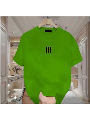 Maloçbey 3 Çizgi Baskılı Oversize Unisex Basic O Yaka T-Shirt