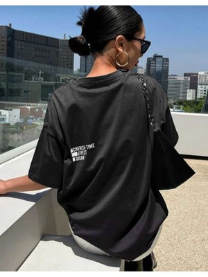 Malkoçbey Cherısh Tıme Baskılı Oversize Unisex Basic T-Shirt