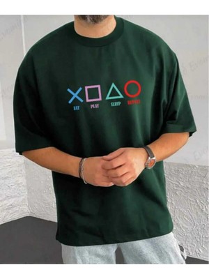 Malkoçbey Play Game Baskılı Oversize Unisex Basic T-Şihirt