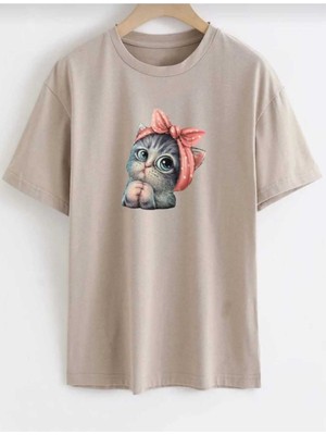 Pusula Sırt Baskılı Oversize Basic O Yaka Unisex T-Shirt