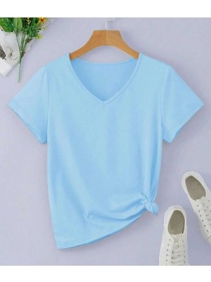 Malkoçbey Baskısız V Yaka  Oversize Unisex Basic T-Shirt