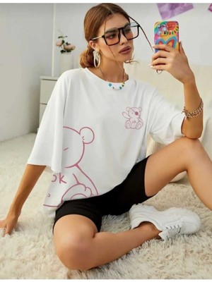 Malkoçbey Korsan Ayı Baskılı Oversize Unisex Basic T-Şihirt