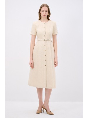 Adl Düğmeli Elbise Vanilya 12444890000