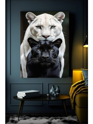 Özkacar Group Siyah Beyaz Sevgili Aslan Kanvas Tablo Ev Duvar Salon Ofis Dükkan Hediyelik Dekarasyon Süsü