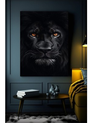 Özkacar Group Siyah Aslan Kanvas Tablo Ev Duvar Salon Ofis Dükkan Hediyelik Dekarasyon Süsü