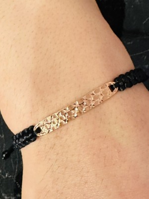 Moda Kulesi Mücevherat Gümüş Erkek Bileklik, Altın Kaplama Özel Tasarım Bileklik, Şık Hediye