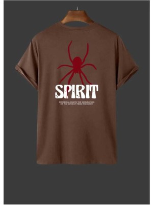 Malkoçbey Spirint Baskılı Oversize Unisex Basic T-Shirt