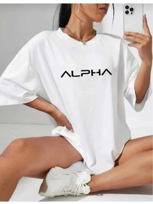 Malkoçbey Alpha Baskılı Oversize Basic T-Shirt