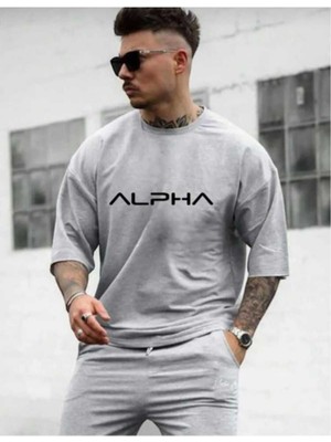 Malkoçbey Alpha Baskılı Oversize Basic T-Shirt