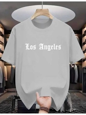 Malkoçbey Los Angeles Baskılı Oversize Unisex Basic O Yaka T-Shirt