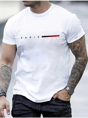 Malkoçbey Kısa Çizgi Paris Baskılı Oversize Unisex Basic T-Shirt